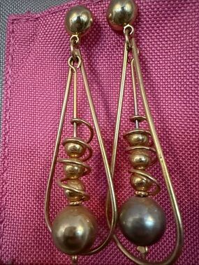 Gold-Tone Pink Drop Earrings